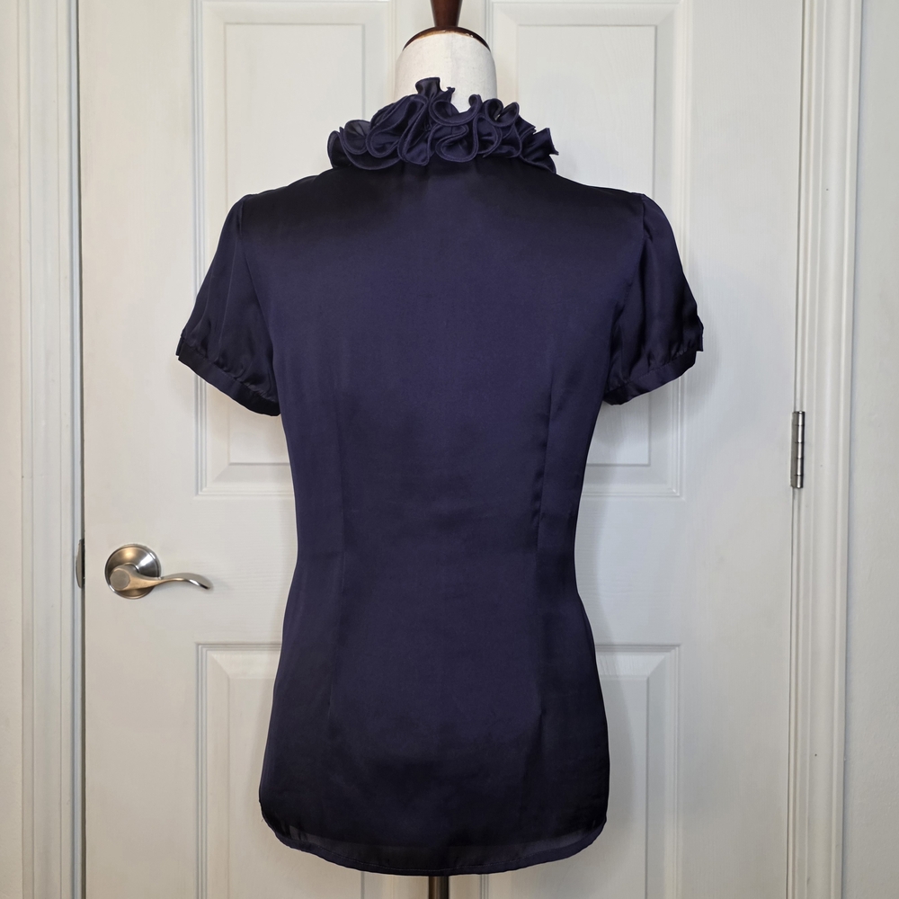 Spense Purple Button Down Ruffle Blouse - image 8